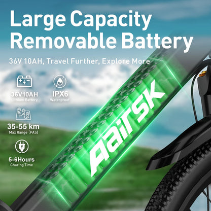 Aairsk 250W 36V 10AH Lithium Battery Mountain City Use Electric Mountain Bike Adult Electric Bike