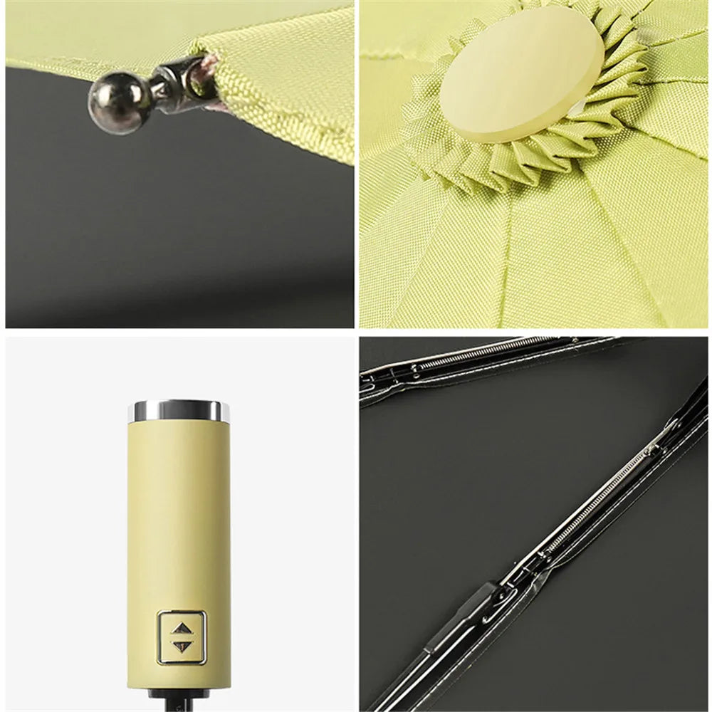 Parapluie 12 baleines grand parapluie résistant entièrement automatique pluie hommes femmes coupe-vent grand 3 parapluies pliants parasol cadeau