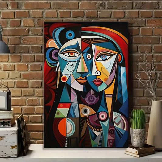 Affiche et imprimés de Couple géométrique, peinture sur toile de figurines abstraites, tableau d'art mural inspiré de Picasso pour décoration de salon et de maison