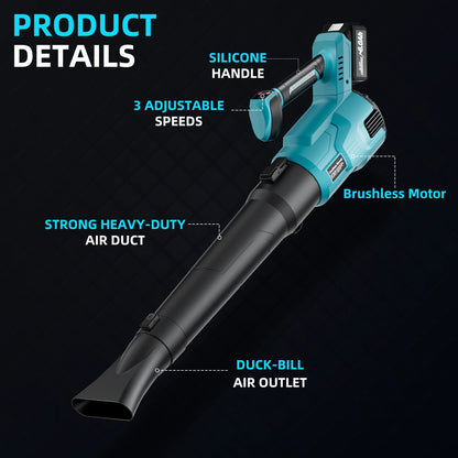 Souffleur d'air électrique sans fil pour Makita pour DEWALT, batterie 18V, outil électrique de nettoyage efficace pour feuilles et poussière de neige
