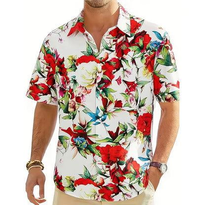 Chemise décontractée pour homme à imprimé graphique vintage, chemise hawaïenne à manches courtes pour l'été, chemises boutonnées, vêtements pour homme, chemise streetwear tendance