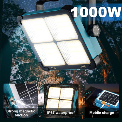Lumière solaire super brillante 1000 watts Portable Camping tente lampe USB Rechargeable LED solaire projecteur extérieur travail réparation éclairage