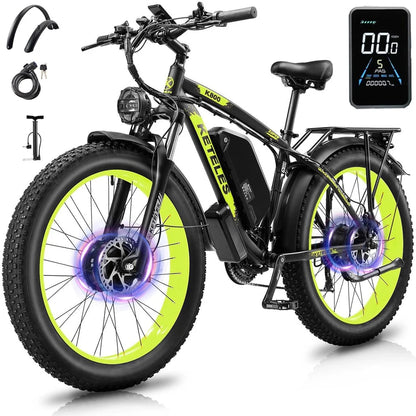 Vélo électrique tout-terrain à double moteur Keteles K800 26'', moteur 2000 W, batterie Samsung 23 Ah, freins hydrauliques.