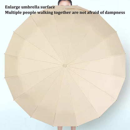 Parapluie double 16 carats pour homme et femme, grand format, coupe-vent, compact, pliable, automatique, pour le soleil, la pluie, les voyages