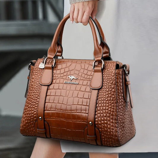 Sacs à main de luxe en cuir véritable pour femmes, nouveaux sacs à bandoulière à motif crocodile pour dames, sac fourre-tout décontracté de grande capacité