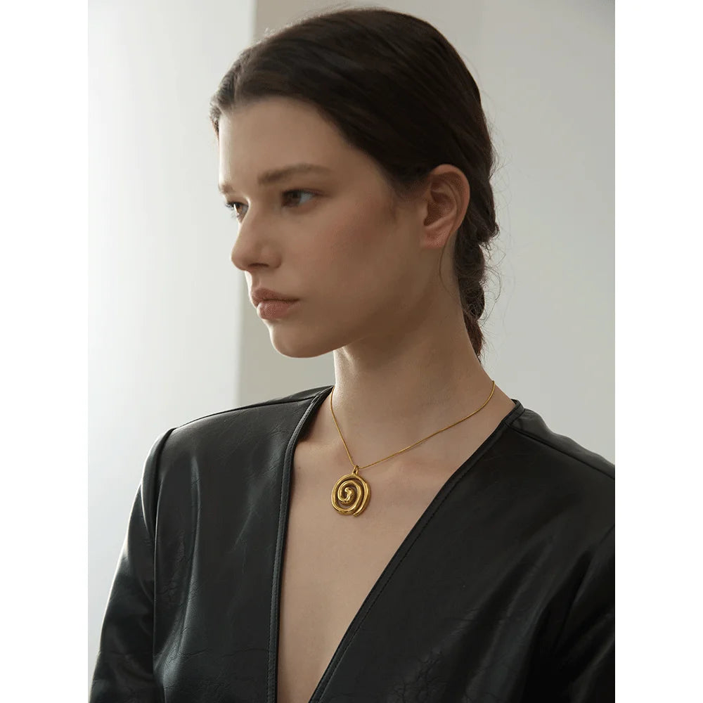 Yhpup Collier Pendentif Rond En Acier Inoxydable Tendance 18K Plaqué PVD Imperméable Déclaration Cou Bijoux Bijoux Femme Nouveau