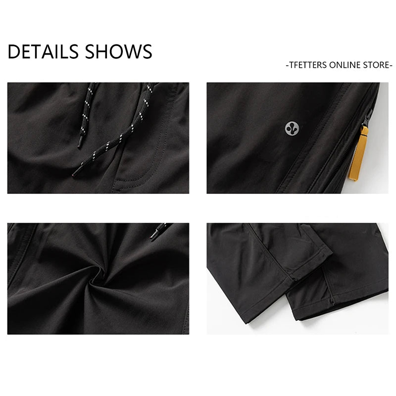 TFETTERS pantalons décontractés pour hommes printemps et automne pantalons de sport droits en plein air cordon taille élastique poche fermeture éclair pantalons de cyclisme