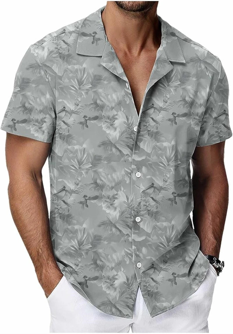 Chemises hawaïennes vintage pour hommes, imprimées de motifs végétaux tropicaux, manches courtes, vêtements décontractés tendance pour hommes, chemise oversize pour hommes