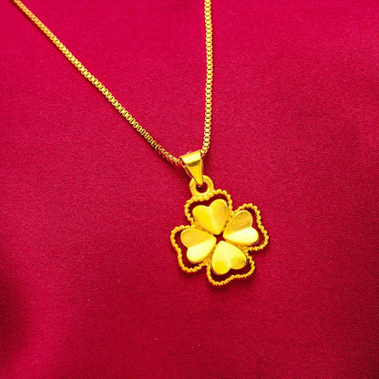 Colliers avec pendentif fleur couleur or 24K pour femmes, chaîne ondulée de 18 pouces, accessoires de bijoux de luxe de haute qualité