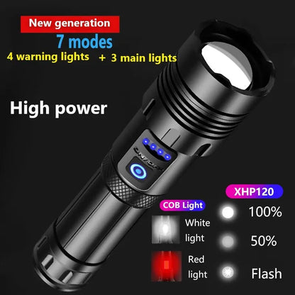 Lampe de poche Super XGardens 90, 120, lumière LED injuste, torche haute puissance, lampe de camping aste, USB 18650