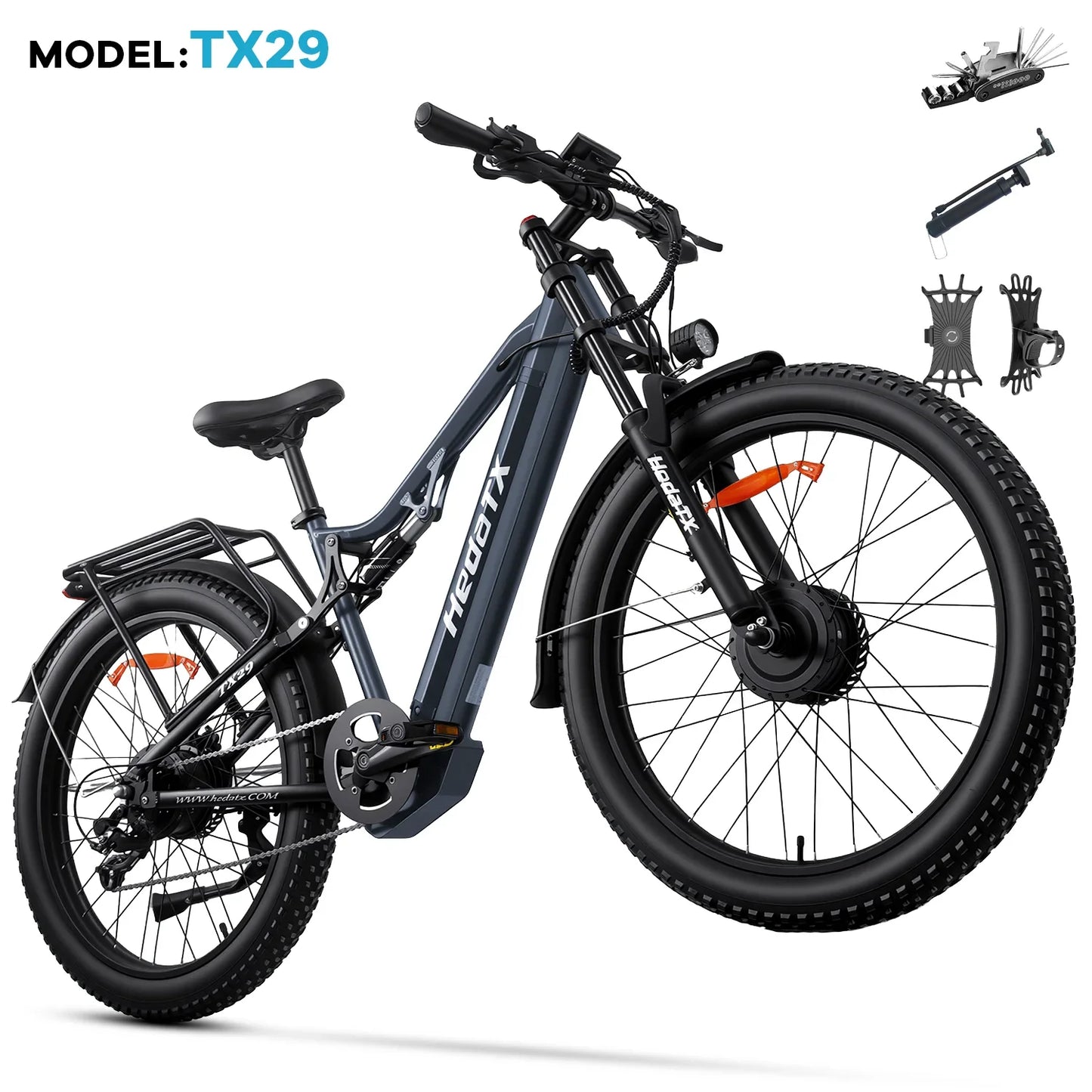 UE 2025 nouveau vélo électrique Heda-TX29 avec capteur de vitesse de 27,5 pouces 2000W 48V19.2AH frein hydraulique