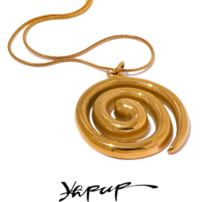 Yhpup Collier Pendentif Rond En Acier Inoxydable Tendance 18K Plaqué PVD Imperméable Déclaration Cou Bijoux Bijoux Femme Nouveau