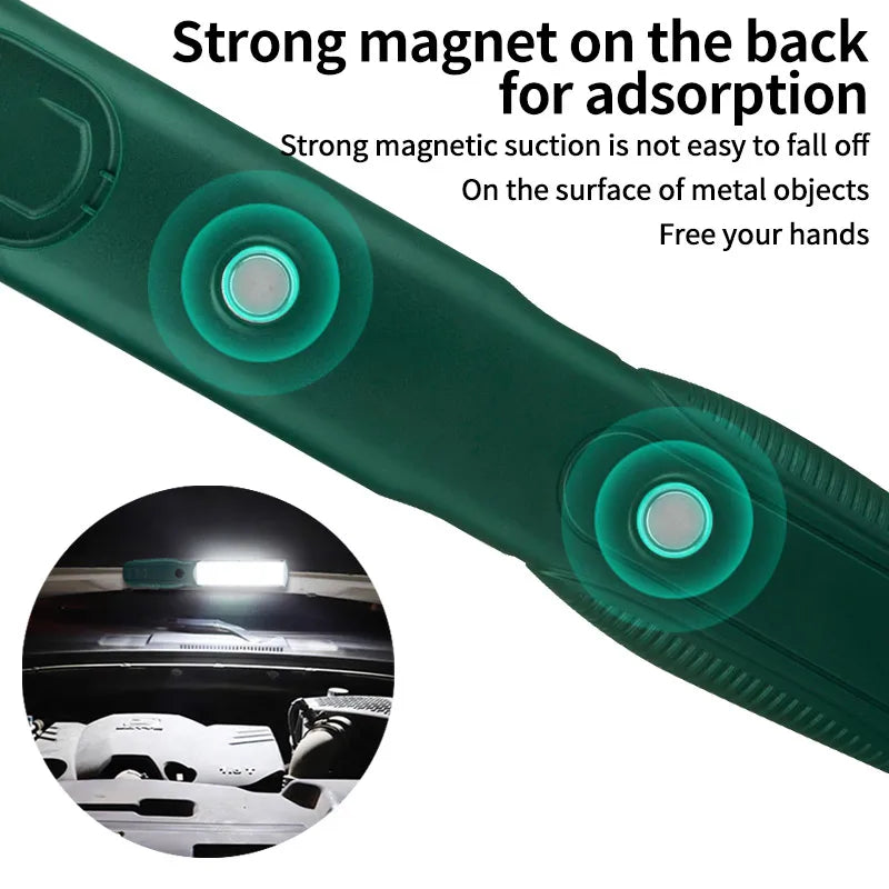 Lampe de travail LED COB forte, projecteur portatif, Rechargeable par USB, lampe de poche d'urgence pour réparation de Camping, avec crochet magnétique