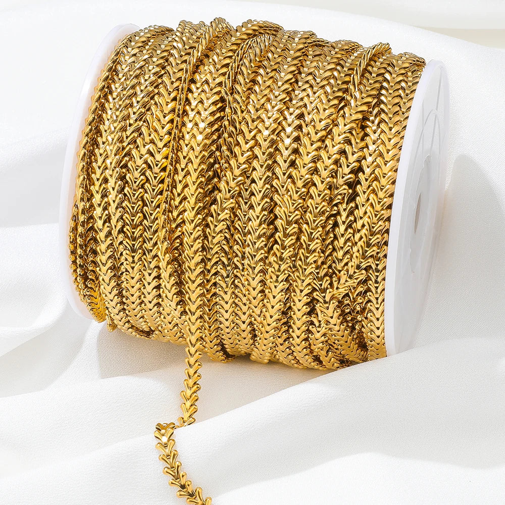 Oral ron plaqué or en acier inoxydable, chevron Sophia creux, bijoux de bricolage, boucles d'oreilles, colliers de la présidence exécutive, accessoires de bracelets, 1 mètre