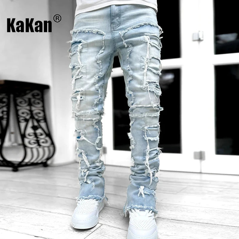 Kakan - Nouveaux jeans extensibles européens et américains pour hommes, coupe droite High Street, coupe droite, 16-301