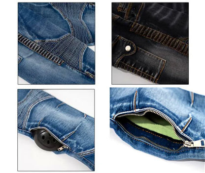 Aeamind-Pantalon de moto en coton à haute élasticité, jean d'équitation anti-chute, pantalon de chevalier avec 4 genouillères, 4 saisons, nouveau