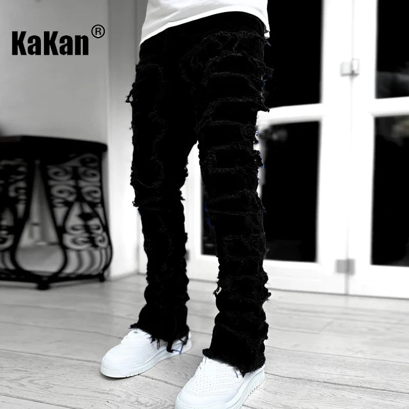 Kakan - Nouveaux jeans extensibles européens et américains pour hommes, coupe droite High Street, coupe droite, 16-301