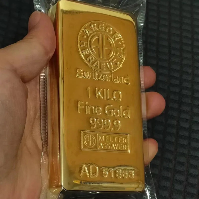 Suisse 1000g barre d'or 1:1 copie Suisse 1kg réplique de lingots d'or barre d'or bijouterie affichage bancaire échantillon antivol
