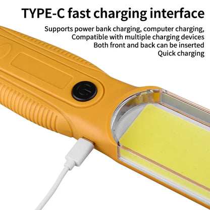 Lampe de travail LED COB forte, projecteur portatif, Rechargeable par USB, lampe de poche d'urgence pour réparation de Camping, avec crochet magnétique