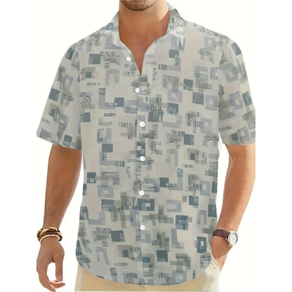 Chemise décontractée pour homme à imprimé graphique vintage, chemise hawaïenne à manches courtes pour l'été, chemises boutonnées, vêtements pour homme, chemise streetwear tendance