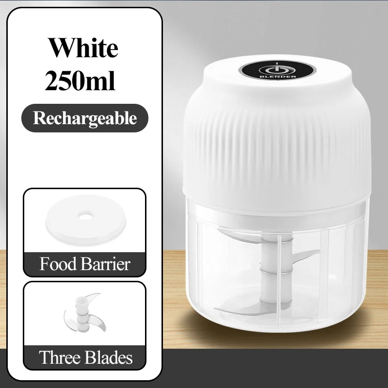 Hacheur de légumes électrique sans fil rechargeable par USB mini 250 ml, presse-ail, hachoir alimentaire pour gadgets de cuisine pour l'ail