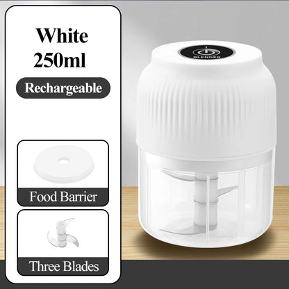 Hacheur de légumes électrique sans fil rechargeable par USB mini 250 ml, presse-ail, hachoir alimentaire pour gadgets de cuisine pour l'ail