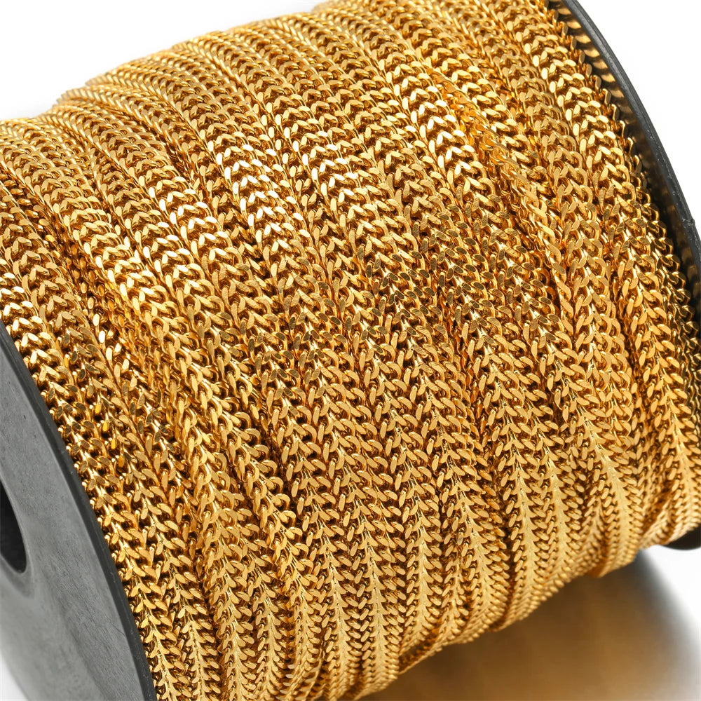Chaîne à maillons cubains en acier inoxydable, 1 mètre, couleur or, ras de cou pour la fabrication de bijoux, résultats de colliers, accessoires de Bracelets