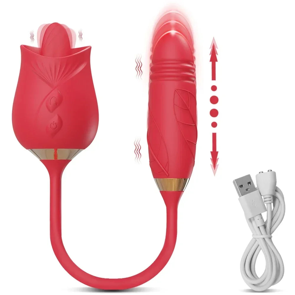 Vibromasseur à succion pour femmes, stimulateur clitoridien, masseur de mamelon Oral, gode vibrant de poussée, jouet sexuel Rose 2 en 1 pour femmes