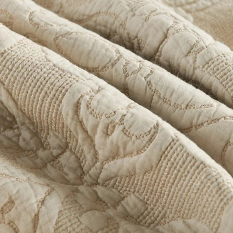 Ensemble de 3 pièces de couette en coton, housse de lit rembourrée, couvre-lit brodé sur le linge de lit, couverture matelassée pour chambre à coucher