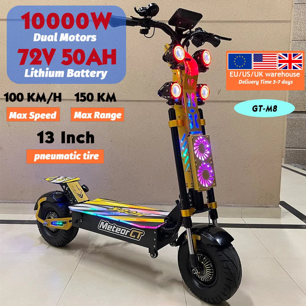 Livraison rapide GT-M8 72V50AH 60V60AH double moteurs trottinettes électriques 13/14 pouces ville/roue tout-terrain adulte Scooter électrique