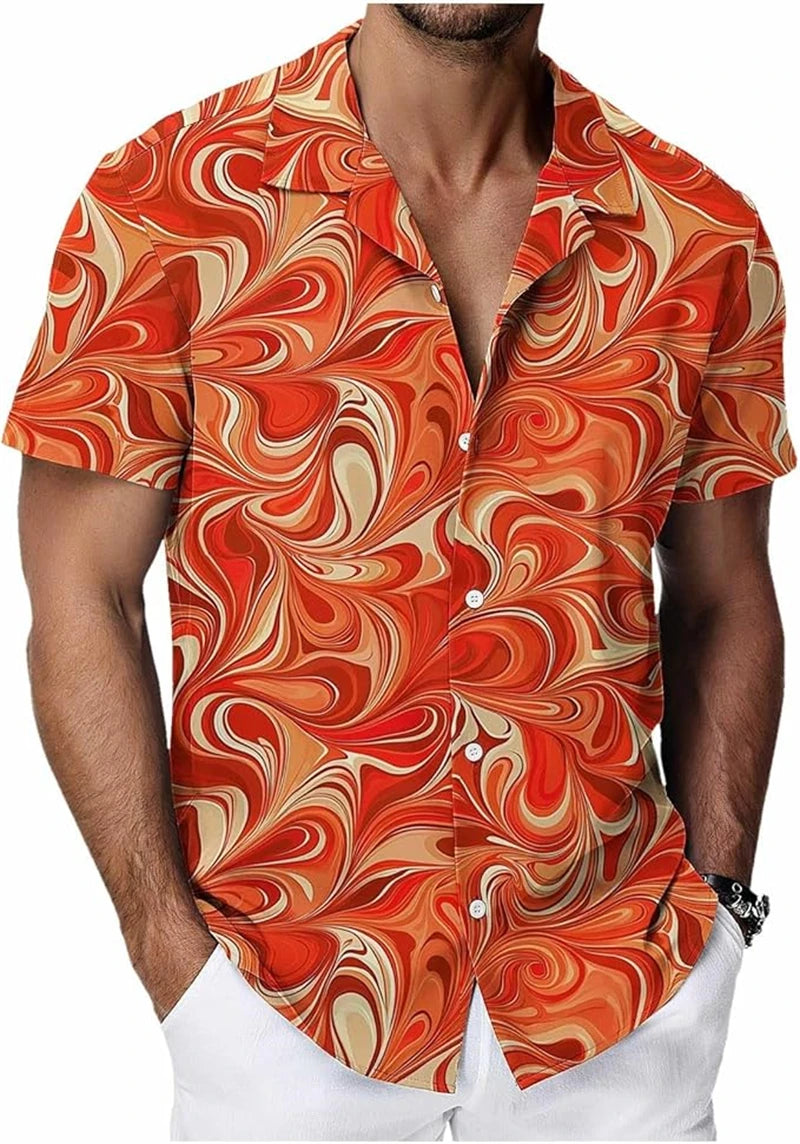 Chemises hawaïennes vintage pour hommes, imprimées de motifs végétaux tropicaux, manches courtes, vêtements décontractés tendance pour hommes, chemise oversize pour hommes