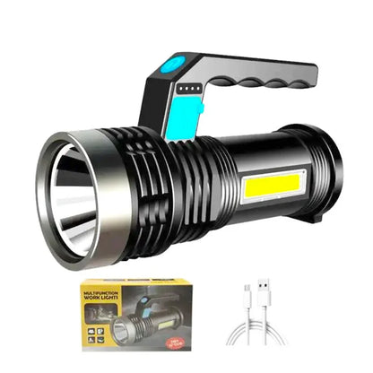 Lampe de poche LED haute puissance, torche Rechargeable par Usb, projecteur Portable très lumineux pour l'extérieur, lampe de Camping intégrée 18650