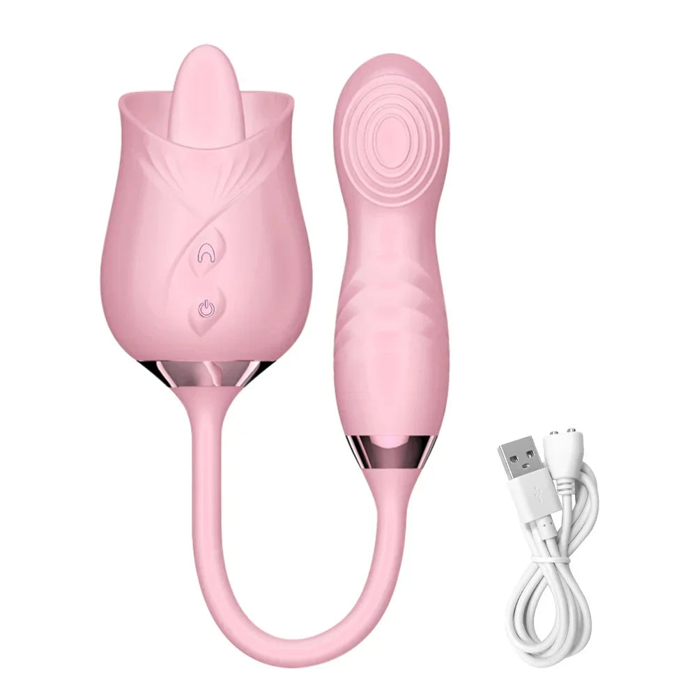 Vibromasseur à succion pour femmes, stimulateur clitoridien, masseur de mamelon Oral, gode vibrant de poussée, jouet sexuel Rose 2 en 1 pour femmes
