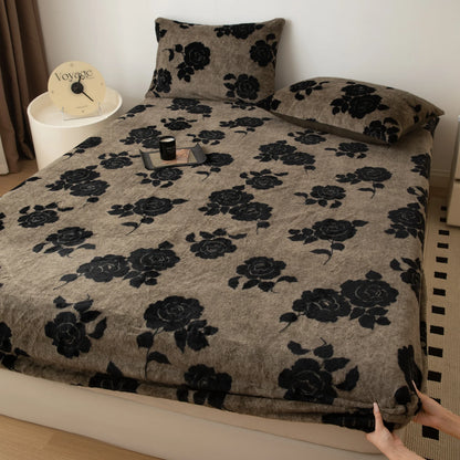 Couvre-lit sur le lit, drap-housse chaud en velours Angora, surmatelas Long en velours, couverture de lit à bande élastique complète