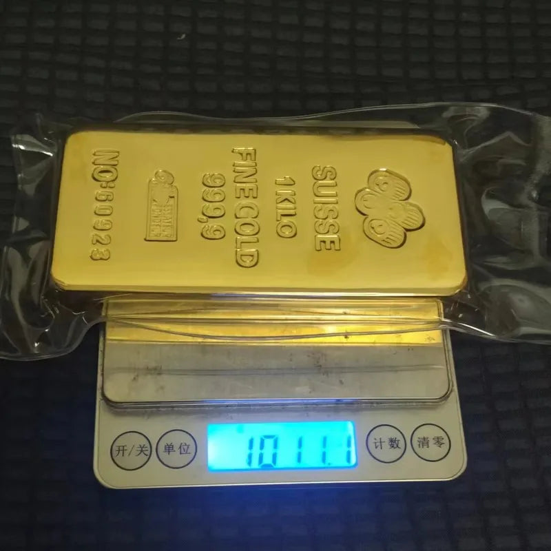 Suisse 1000g barre d'or 1:1 copie Suisse 1kg réplique de lingots d'or barre d'or bijouterie affichage bancaire échantillon antivol