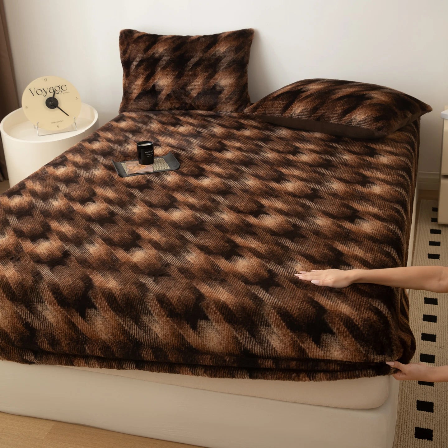 Couvre-lit sur le lit, drap-housse chaud en velours Angora, surmatelas Long en velours, couverture de lit à bande élastique complète