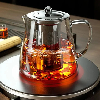 Théière en verre – Borosilicate résistant à la chaleur avec infuseur amovible en acier inoxydable, service à thé Kung Fu