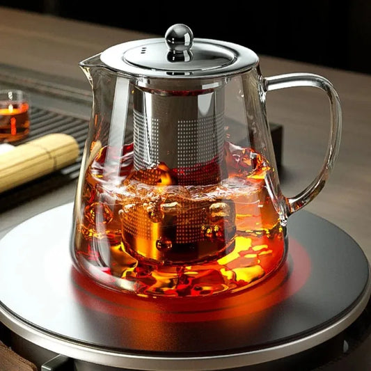 Théière en verre – Borosilicate résistant à la chaleur avec infuseur amovible en acier inoxydable, service à thé Kung Fu