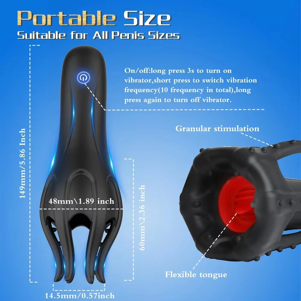 Masseur électrique stimulateur de gland, masturbateur masculin, entraîneur de retardement de l'éjaculation, vibrateur 10 modes, jouet sexuel automatique pour orgasme oral, jouets sexuels pour adultes gays