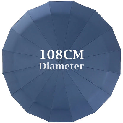 Parapluie pliant entièrement automatique à 16 baleines pour homme et femme, grand, résistant, résistant aux UV, de luxe, pour les affaires, coupe-vent