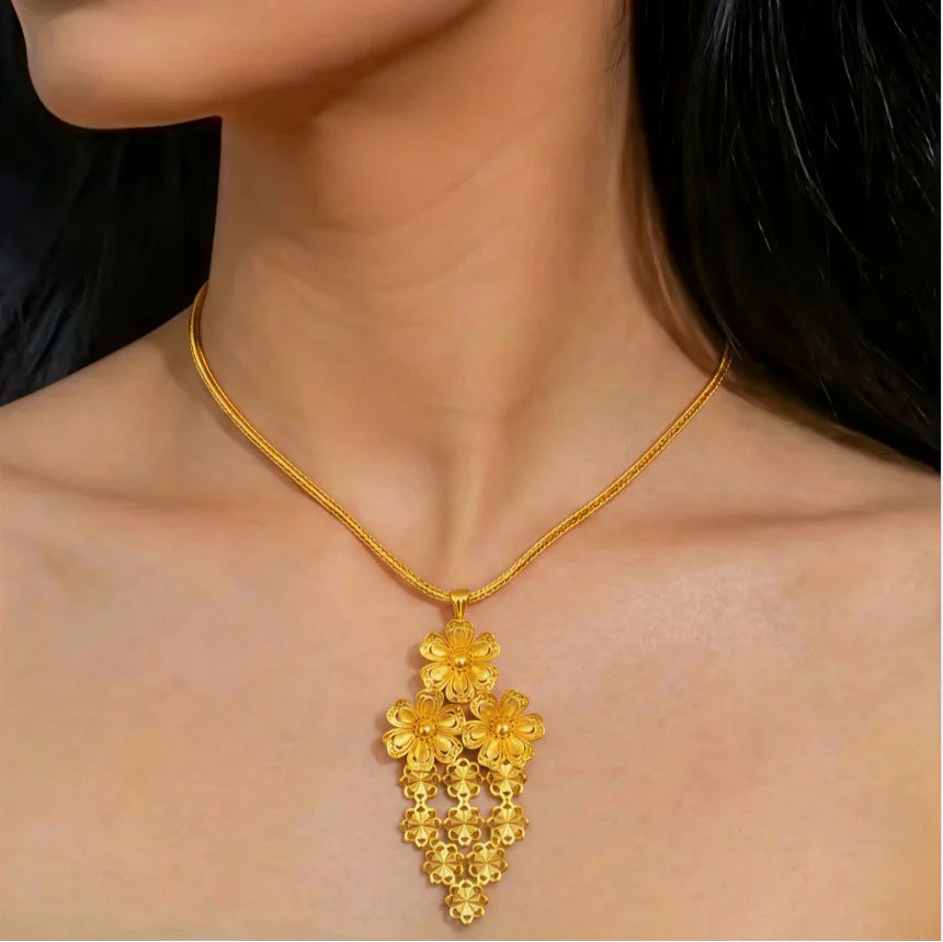 Parures de collier et boucles d'oreilles nigérianes pour mariée, style éthiopien et indien, couleur or 24 carats, bijoux de Dubaï, cadeaux pour banquets et fêtes