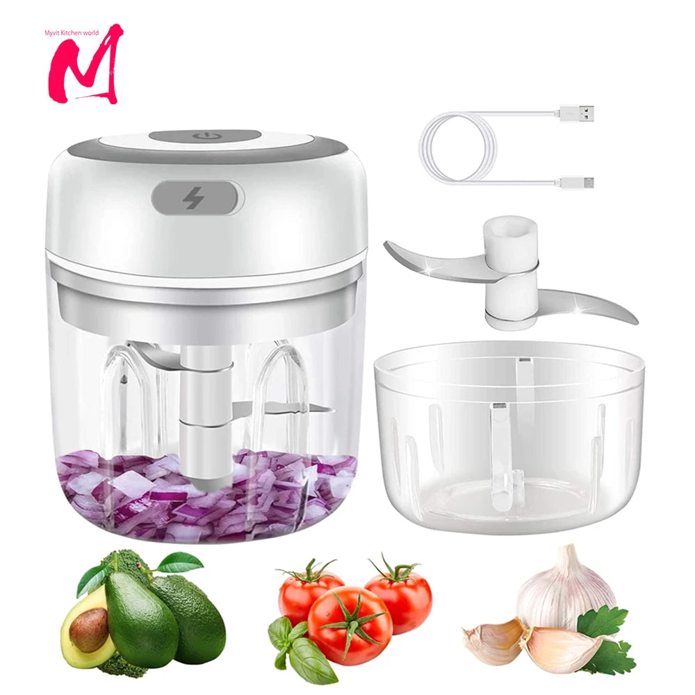Hachoir électrique de cuisine, Mini broyeur d'ail, hachoir à viande Portable USB, hachoir à légumes pour Gadgets de cuisine