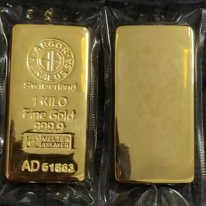 Suisse 1000g barre d'or 1:1 copie Suisse 1kg réplique de lingots d'or barre d'or bijouterie affichage bancaire échantillon antivol