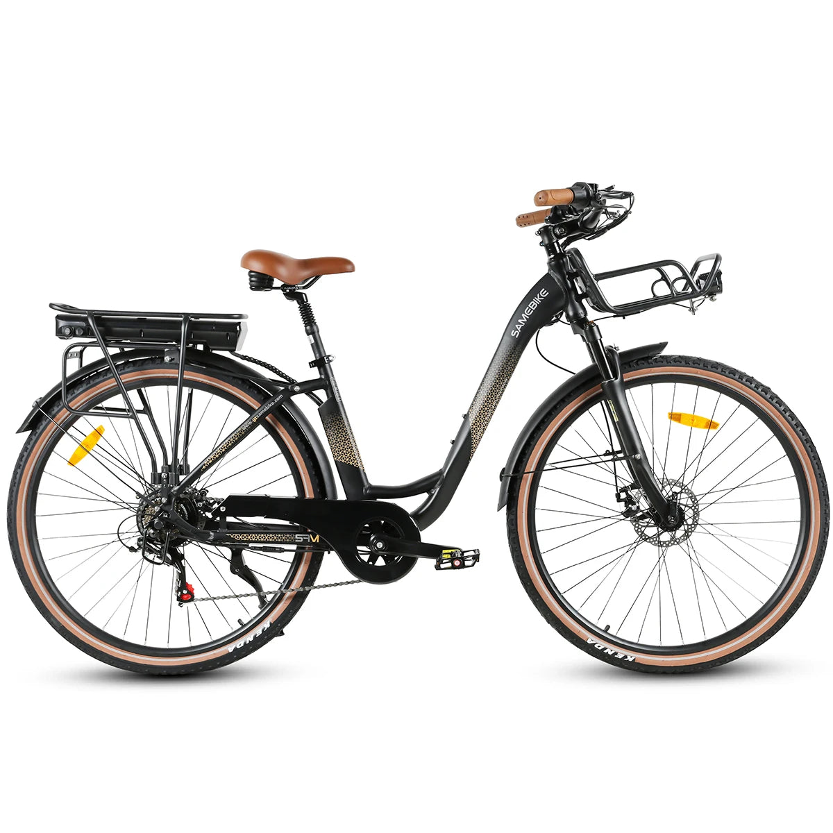 Vélo électrique de ville Samebike RS-A07 28 pouces, batterie au lithium 36V13Ah, vélo électrique 500W, double frein à disque, vélo électrique avec panier
