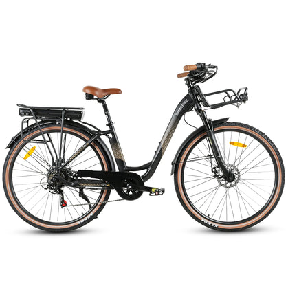 Vélo électrique de ville Samebike RS-A07 28 pouces, batterie au lithium 36V13Ah, vélo électrique 500W, double frein à disque, vélo électrique avec panier