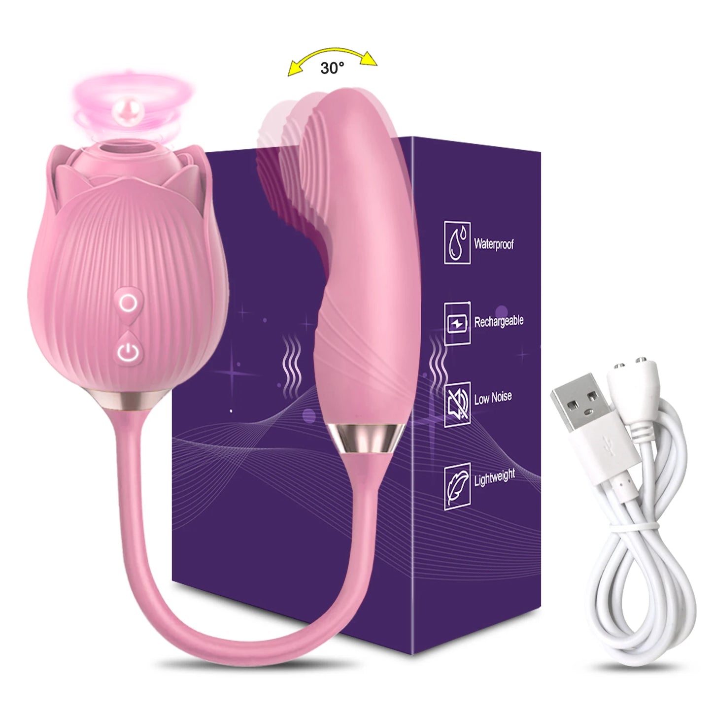 Vibromasseur à succion pour femmes, stimulateur clitoridien, masseur de mamelon Oral, gode vibrant de poussée, jouet sexuel Rose 2 en 1 pour femmes