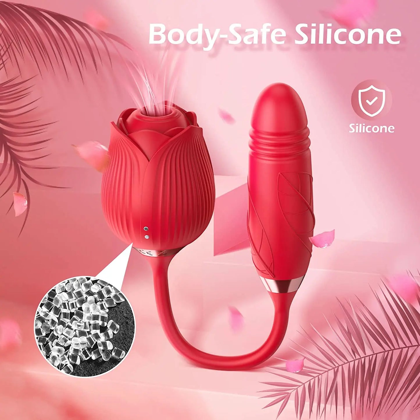 Vibromasseur à succion pour femmes, stimulateur clitoridien, masseur de mamelon Oral, gode vibrant de poussée, jouet sexuel Rose 2 en 1 pour femmes