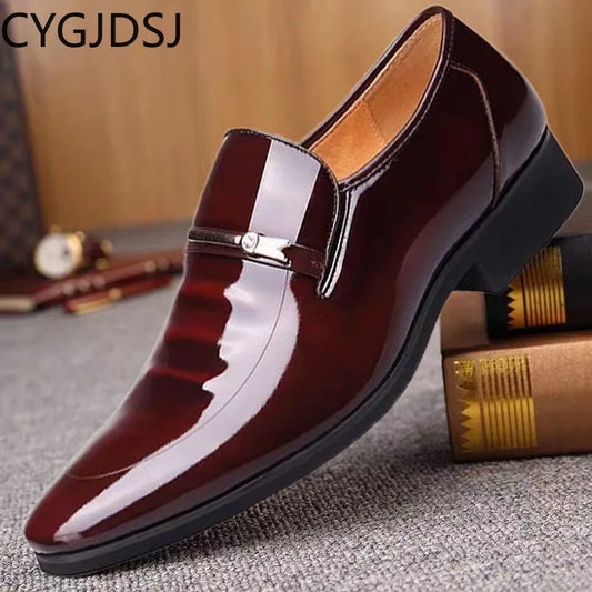 Mocassins italiens pour hommes, chaussures en cuir verni pour hommes, chaussures décontractées, chaussures formelles, costume d'affaires, chaussures à enfiler pour hommes, coiffeur, chaussure homme