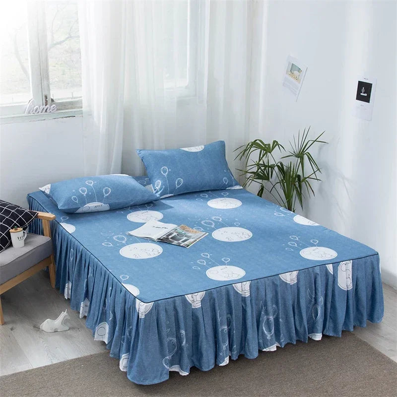 Couvre-lit plissé anti-poussière pour la maison avec jupe de lit, couvre-lit doux, drap simple et double, pas de taie d'oreiller, reine, taille, décoloration, degré, mode