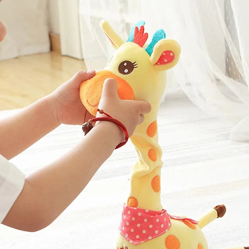 Jouet girafe parlant dansant mignon, répétitif de ce que vous dit avec 10 chansons, Volume réglable, girafe dansante musicale scintillante